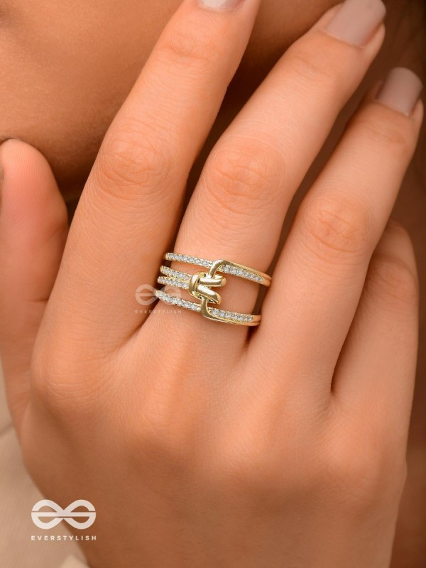 The Cherished Bonds - Golden Cubic Zirconia Ring (Adjustable)