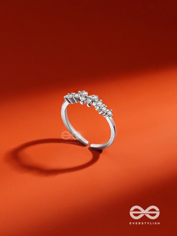 The Divine Swans - Silver Cubic Zirconia Ring (Adjustable)