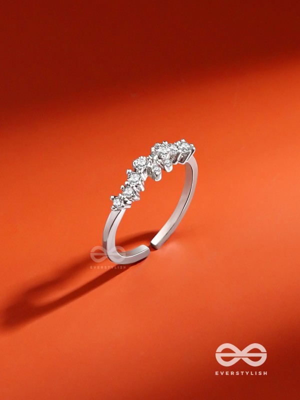The Divine Swans - Silver Cubic Zirconia Ring (Adjustable)