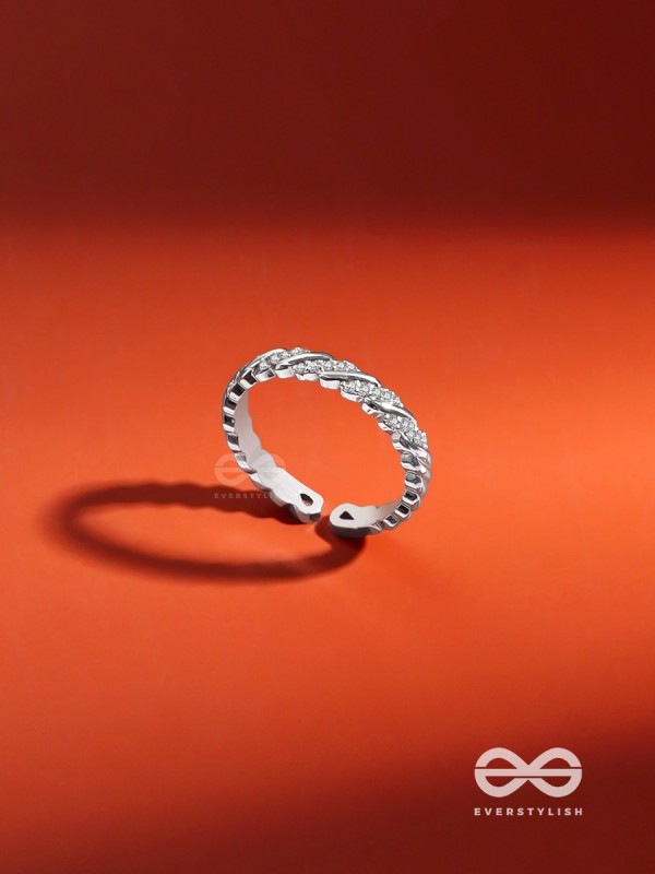 The Twisted Tales - Silver Cubic Zirconia Ring (Adjustable)
