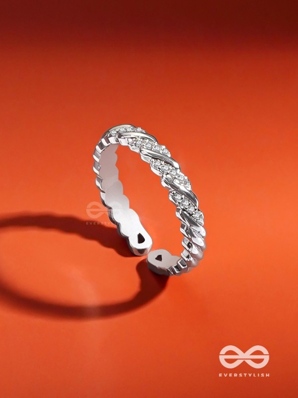 The Twisted Tales - Silver Cubic Zirconia Ring (Adjustable)