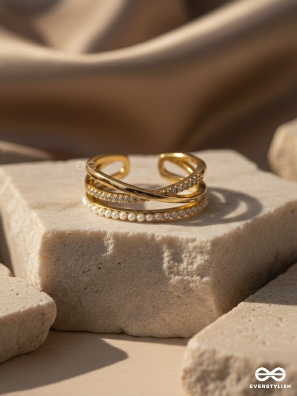 Crossroads Of Fate - Cubic Zirconia Golden Ring (Adjustable)