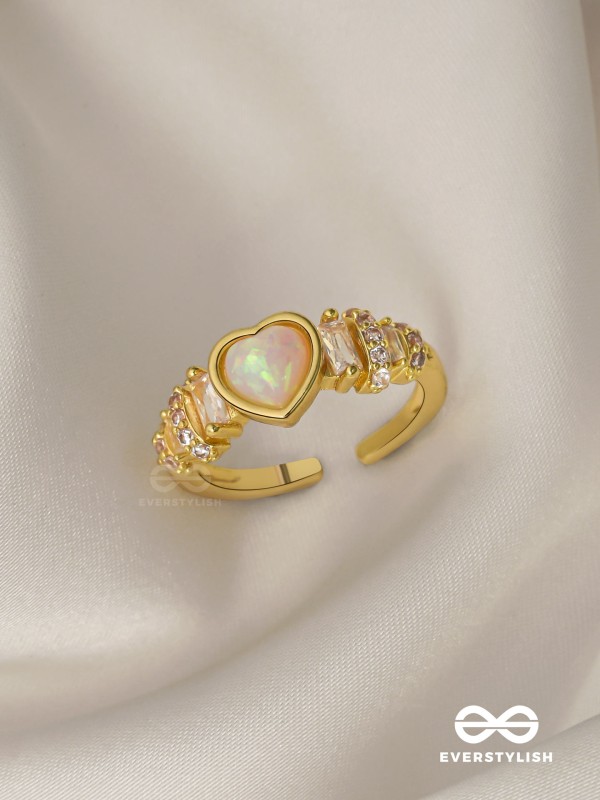 A Lover's Promise - Golden Cubic Zirconia Ring (Adjustable)