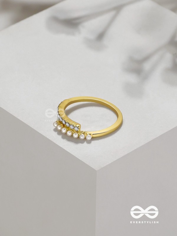 The Spark Of Love - Golden Cubic Zirconia Ring (Adjustable)