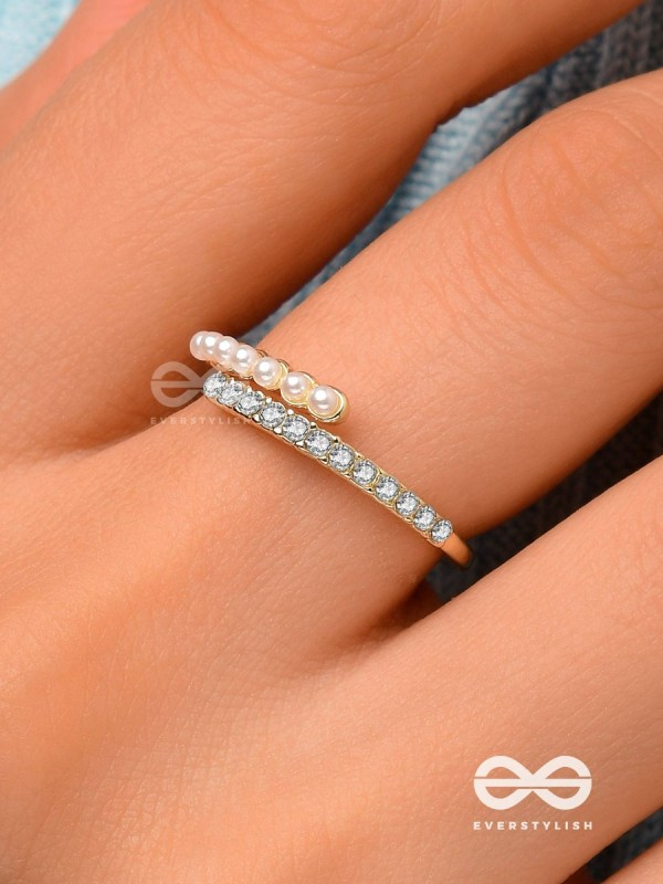 The Spark Of Love - Golden Cubic Zirconia Ring (Adjustable)