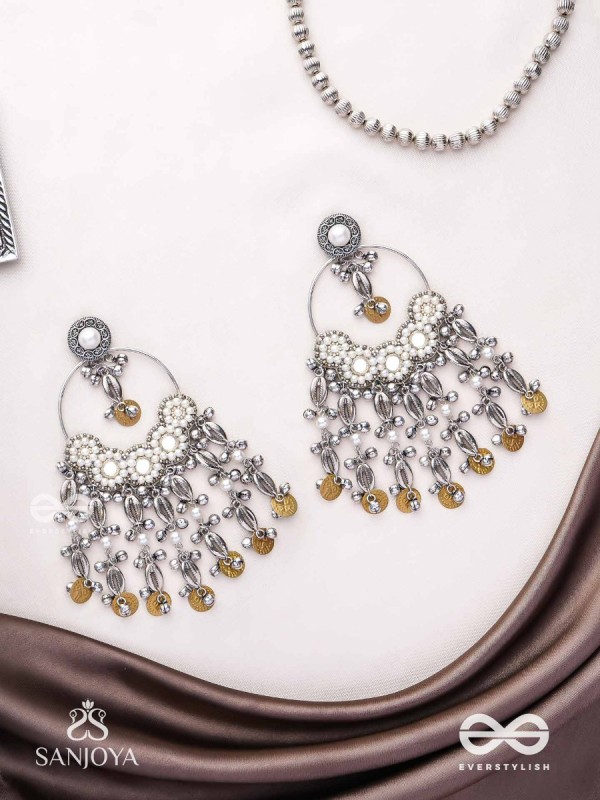 Pakshas - The Shore Craft - Shells, Beads And Coins Hand Embroidered Earrings