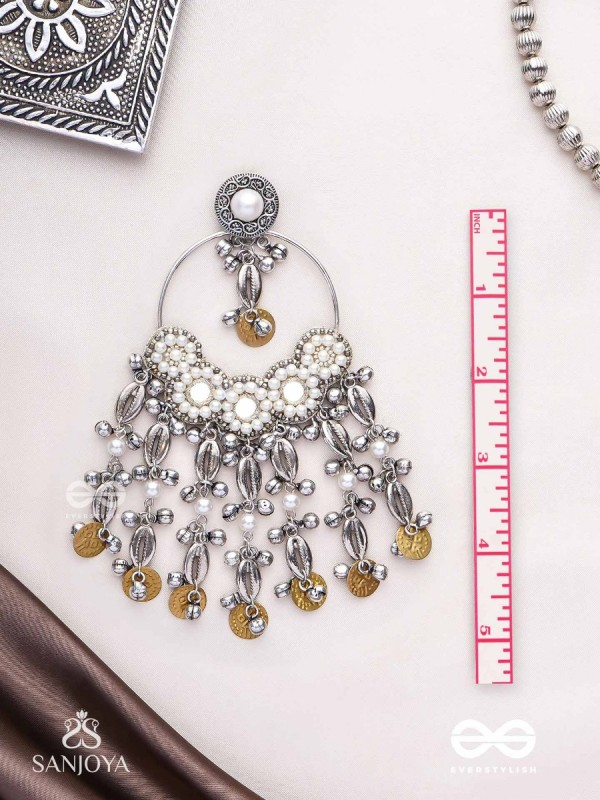 Pakshas - The Shore Craft - Shells, Beads And Coins Hand Embroidered Earrings