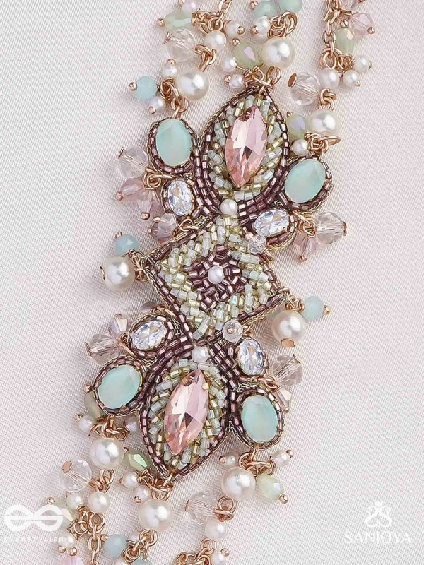 Maṇisutram-String of Gems-Regal Bracelet featuring pastel Stones & Beads.