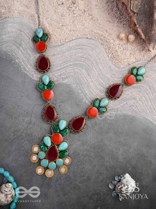 Tarunamala-Youthful Garland-Statement chunky multicolored gemstones necklace