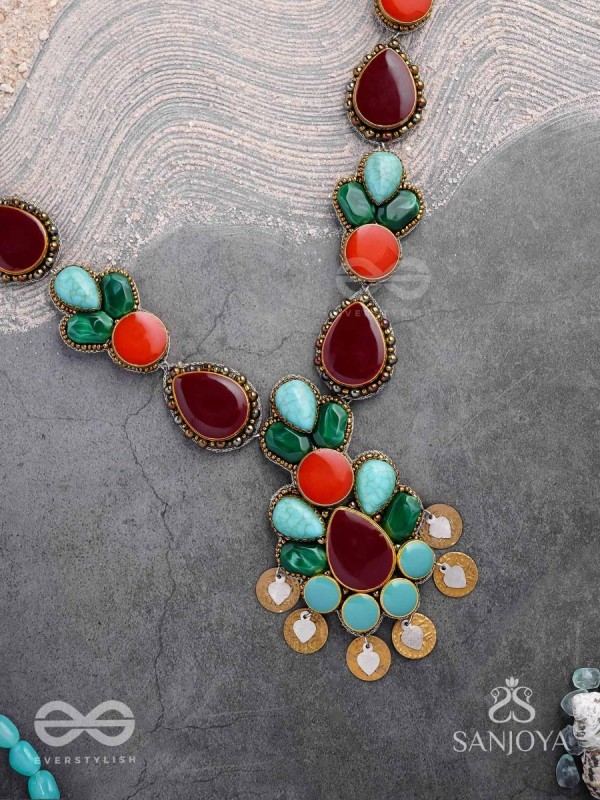 Tarunamala-Youthful Garland-Statement chunky multicolored gemstones necklace