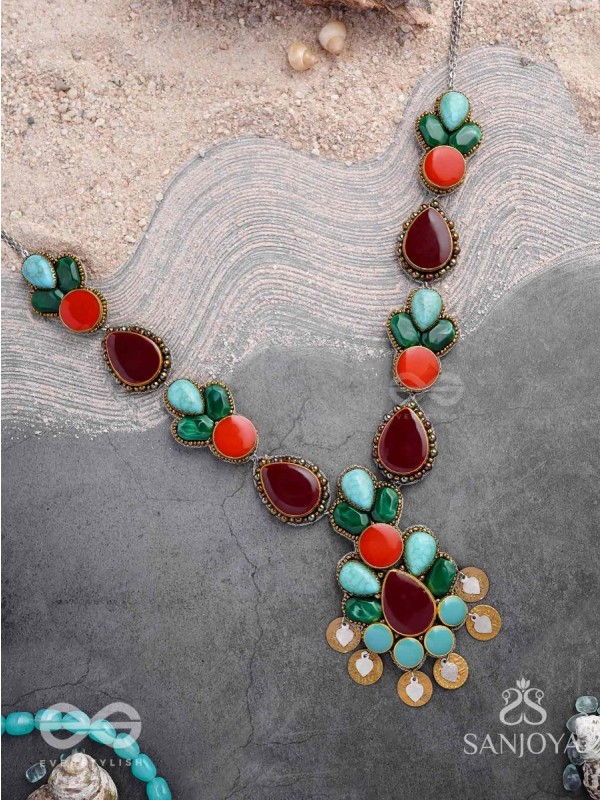 Tarunamala-Youthful Garland-Statement chunky multicolored gemstones necklace