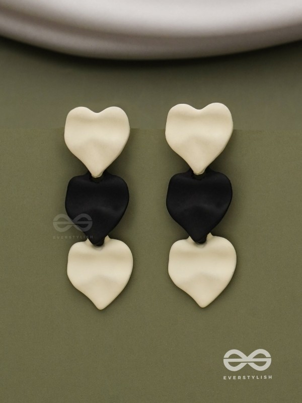 Yin Yang Hearts- Two-Tone Love Earrings