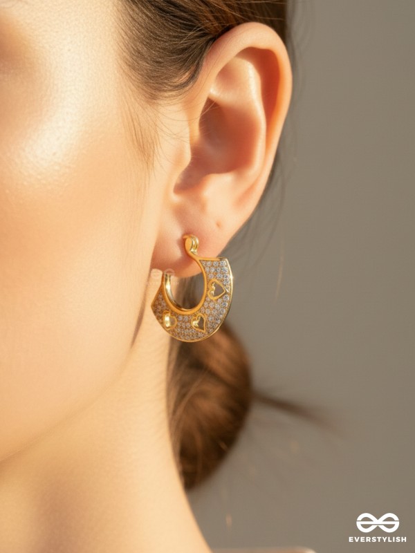VINTAGE WHIMSY - DAINTY 18K GOLD PLATED ANTI-TARNISH EARRINGS INLAID WITH CUBIC ZICRONIA STONES