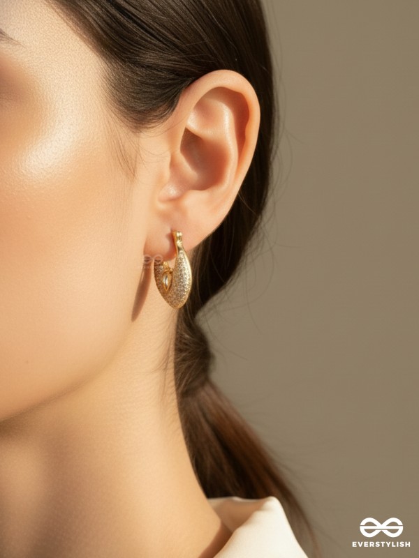 TEARDROPS FROM HEAVEN - 18K GOLD PLATED ANTI-TARNISH EARRINGS INLAID WITH CUBIC ZICRONIA STONES