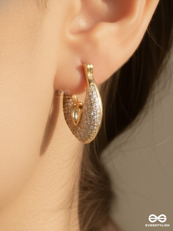 TEARDROPS FROM HEAVEN - 18K GOLD PLATED ANTI-TARNISH EARRINGS INLAID WITH CUBIC ZICRONIA STONES