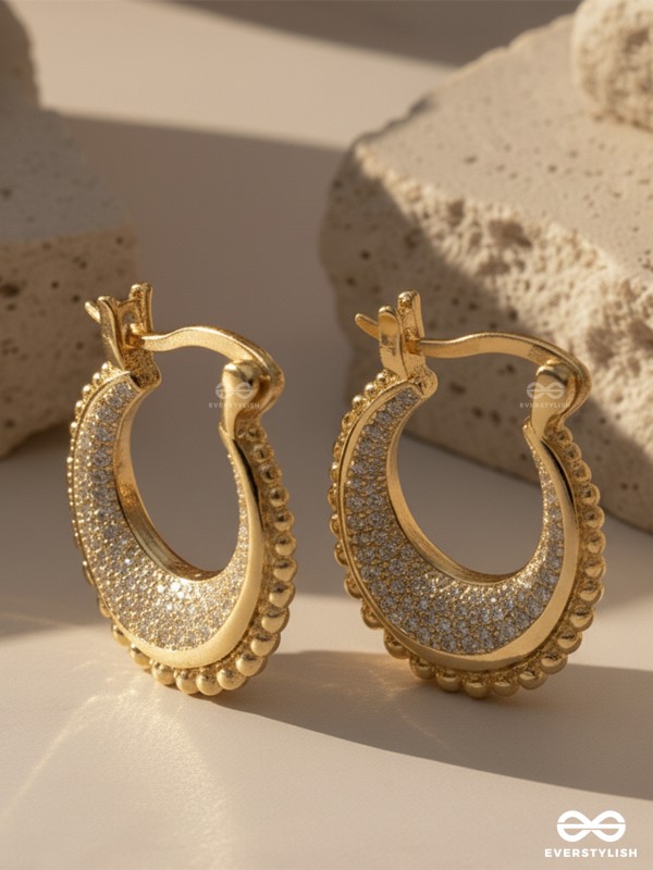 OPULENT CURVE – 18K GOLD PLATED ANTI-TARNISH EARRINGS INLAID WITH CUBIC ZIRCONIA STONES
