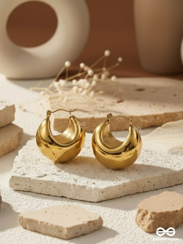 POWER GLOSS- 18K GOLD PLATED ANTI-TARNISH LUXURY HOOP EARRINGS