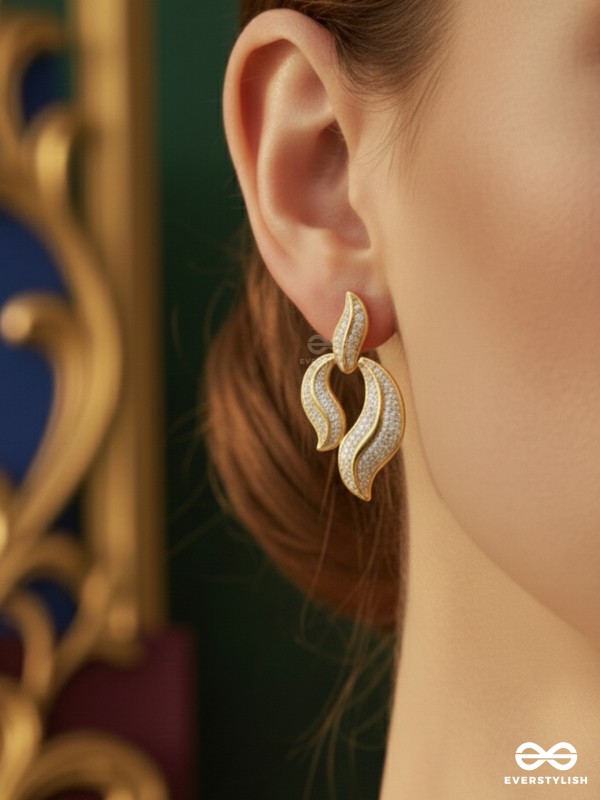 AURORA TWIST - 18K GOLD PLATED ANTI-TARNISH EARRINGS INLAID WITH CUBIC ZICRONIA STONES