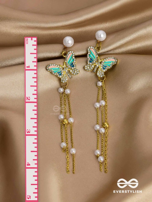 Serene Seabreeze - Dangling butterfly aqua earrings 