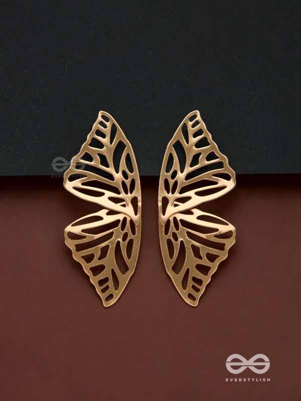 Sunshine waltz - Butterfly platinum finish earrings 