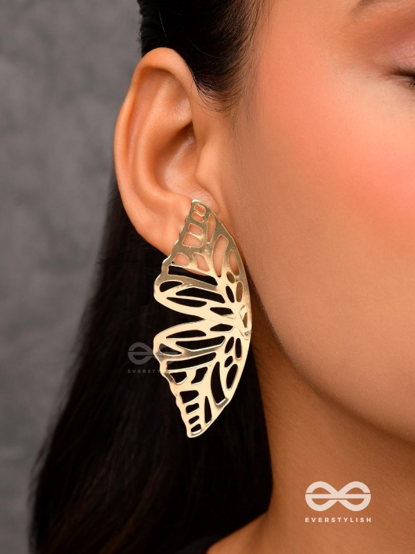 Sunshine waltz - Butterfly platinum finish earrings 