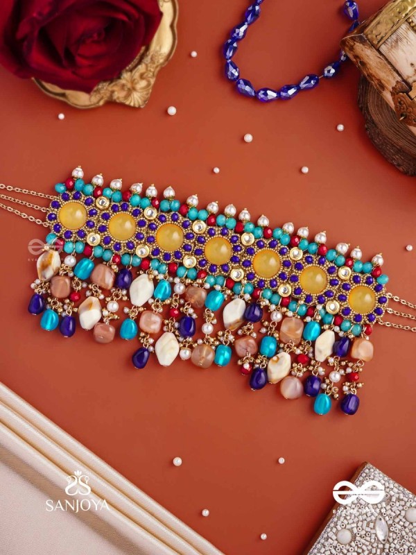 RANG TARANGINI – JAHNVI KAPOOR INSPIRED NECKPIECE WITH COLORFUL BEADS, STONES, PEARLS AND INTRICATE DESIGN