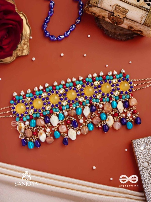 RANG TARANGINI – JAHNVI KAPOOR INSPIRED NECKPIECE WITH COLORFUL BEADS, STONES, PEARLS AND INTRICATE DESIGN