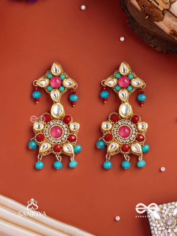 RANG TARANGINI – JAHNVI KAPOOR INSPIRED EARRINGS WITH COLORFUL BEADS, STONES, PEARLS AND INTRICATE DESIGN