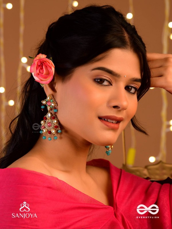 RANG TARANGINI – JAHNVI KAPOOR INSPIRED EARRINGS WITH COLORFUL BEADS, STONES, PEARLS AND INTRICATE DESIGN