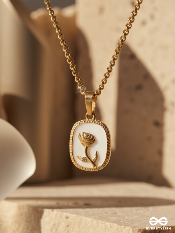 REFRESHING ROSE - STAINLESS STEEL ANTI-TARNISH ROSE ENGRAVED NECKLACE