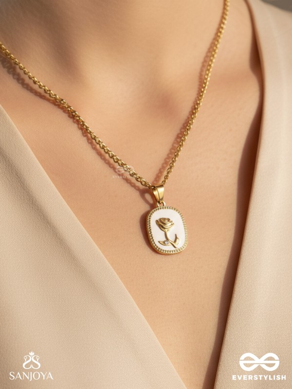 REFRESHING ROSE - STAINLESS STEEL ANTI-TARNISH ROSE ENGRAVED NECKLACE