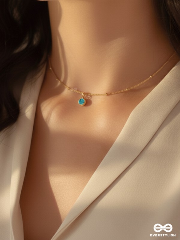 TEAL AURA – STAINLESS STEEL ANTI-TARNISH ELEGANT BLUE PENDANT NECKLACE