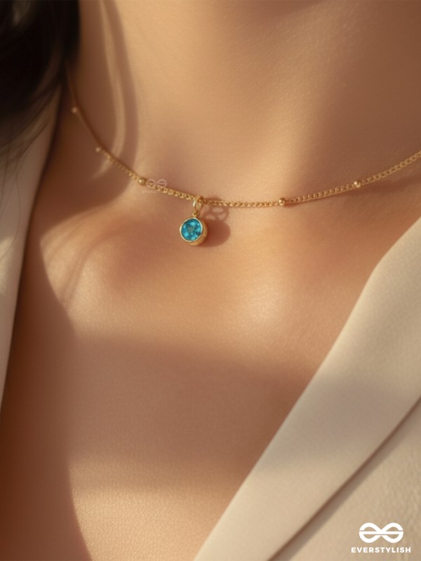 TEAL AURA – STAINLESS STEEL ANTI-TARNISH ELEGANT BLUE PENDANT NECKLACE