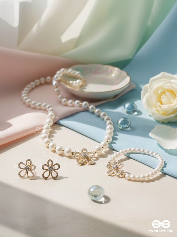 BLOSSOM PEARL – DELICATE BEAUTY IN EVERY DETAIL SET WITH NECKPIECE, EARRINGS AND BRACELET