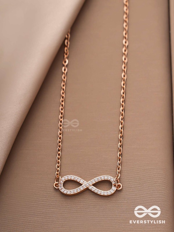 TO INFINITY AND BEYOND – CUBIC ZIRCONIA PENDANT NECKLACE WITH ANTI-TARNISH COATING