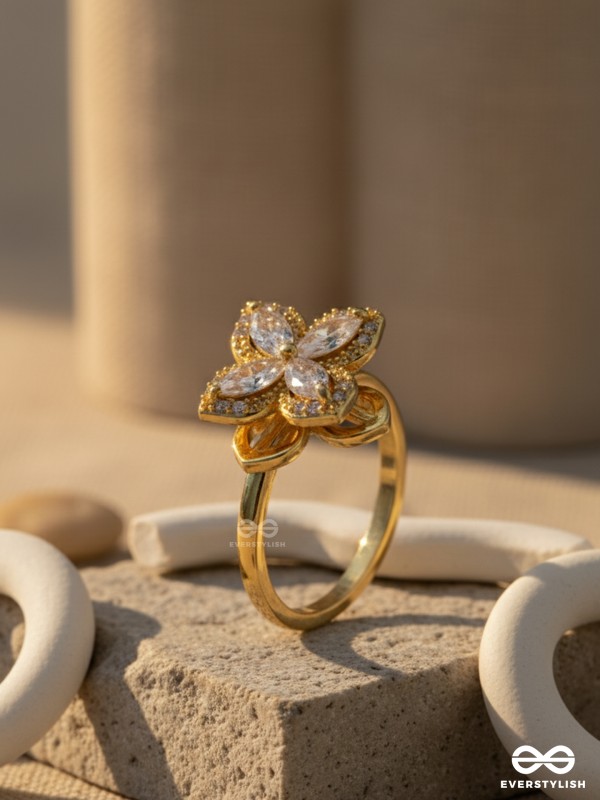 DREAMY MAGNOLIA -  ANXIETY SPINNING RING INLAID WITH CUBIC ZICRONIA STONES