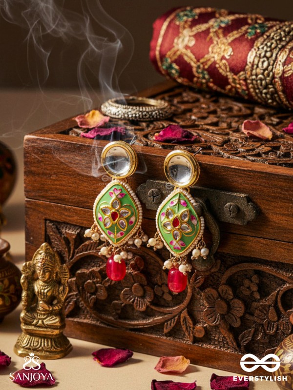 TARUNYA - YOUTHFUL CHARM - ELEGANT KUNDAN EARRINGS WITH ENAMEL ACCENTS AND COLORFUL BEADS