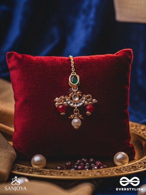 ANUPRITA - DIVINELY ADORNED - TRADITIONAL KUNDAN MAANGTIKA WITH PEARL AND BEADS