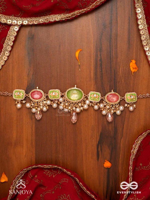 MRINALIKA - LOTUS PETAL - GRACEFUL ENAMELLED HANDCRAFTED KUNDAN NECKLACE WITH SOFT PASTEL GEMSTONES