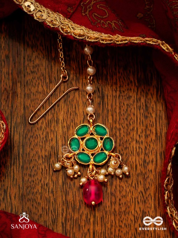 ANURAGA - LOVE’S EMBRACE - HERITAGE-INSPIRED KUNDAN POLKI MAANGTIKA WITH DAINTY BEADED DROPS