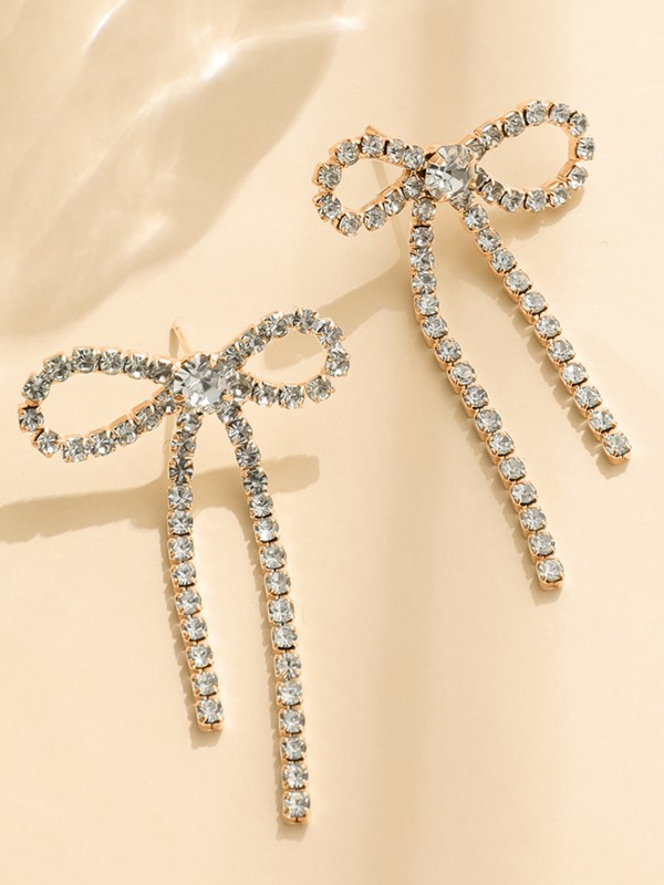 GOLDEN GLIMMER BOW -  GRACEFUL AND SPARKLING BOW EARRINGS