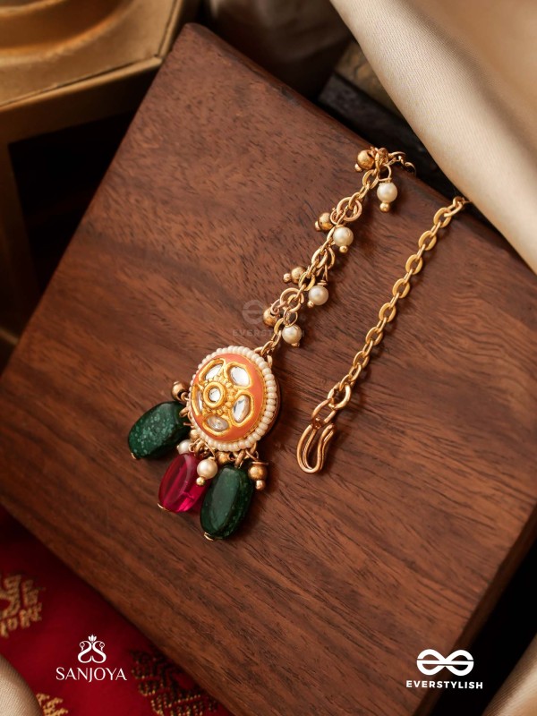 RANGKUSUMA - BLOOM OF COLORS- VIBRANT KUNDAN MAANGTIKA WITH BEADS, PEARLS AND ENAMELLING