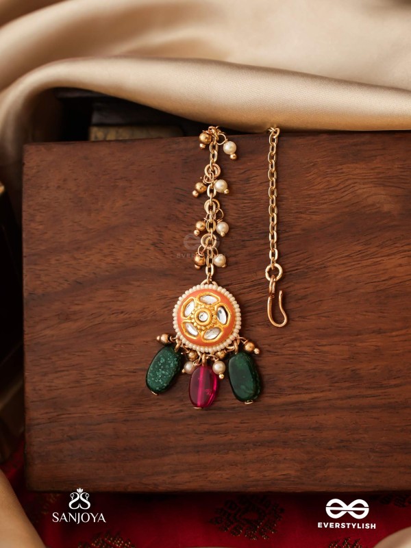 RANGKUSUMA - BLOOM OF COLORS- VIBRANT KUNDAN MAANGTIKA WITH BEADS, PEARLS AND ENAMELLING