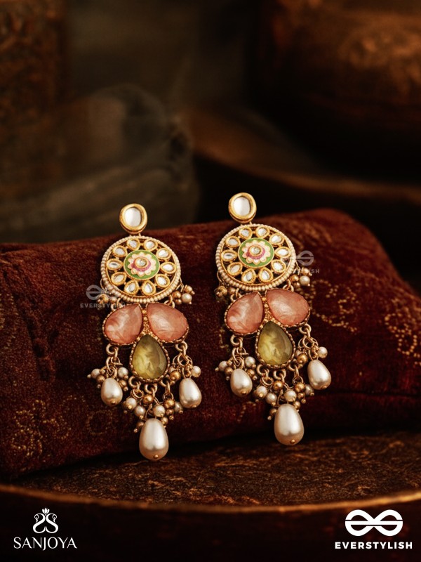 TARUNIMA - FRESHNESS- SIMPLE GRACEFUL EARRINGS WITH GEMSTONES, KUNDAN AND PEARLS