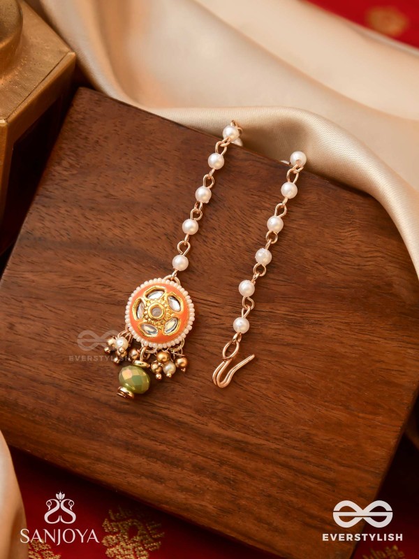 RAGTANIKA - COLORED COMPOSITION- HERITAGE STYLE KUNDAN MAANGTIKA WITH PEARLS AND BEADS