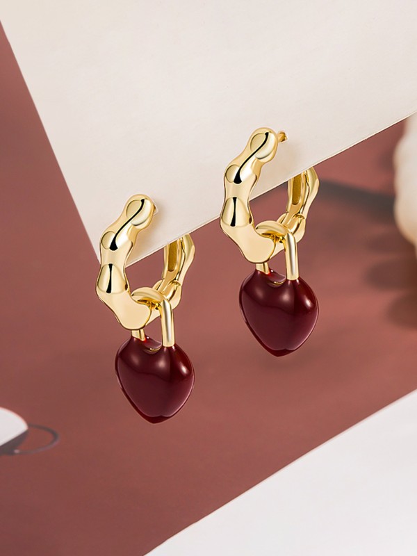 HEARTLINK DROPS-  DAINTY GOLD TONE EARRINGS