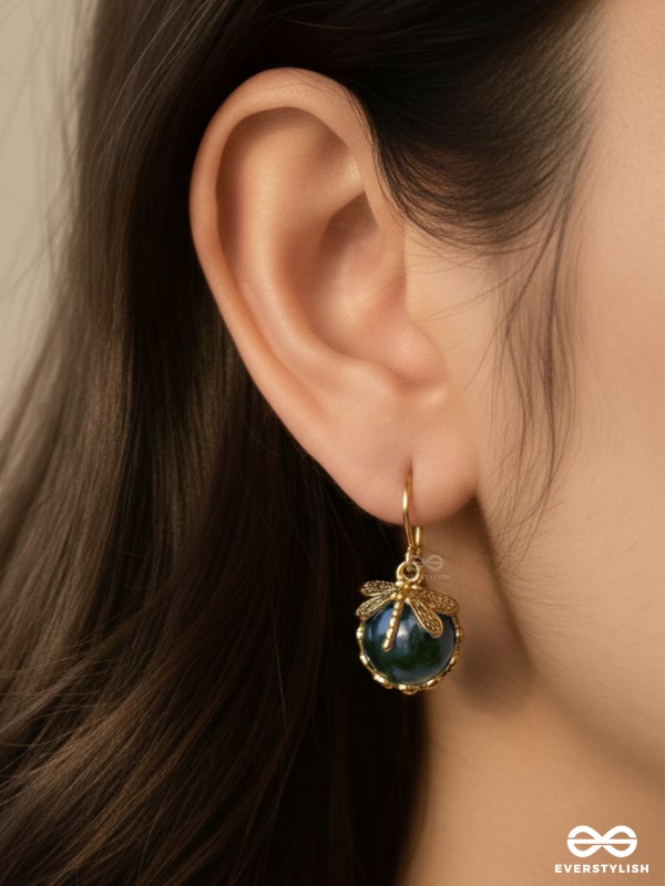 DRAGONFLY TWILIGHT- ELEGANT BLUE STONE EARRINGS