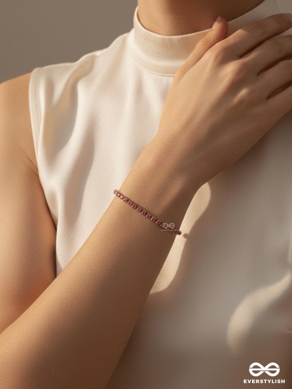 CHEERY LUSH - PINK GEM AND GOLD TENNIS BRACELET 