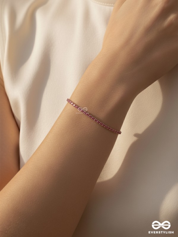 CHEERY LUSH - PINK GEM AND GOLD TENNIS BRACELET 