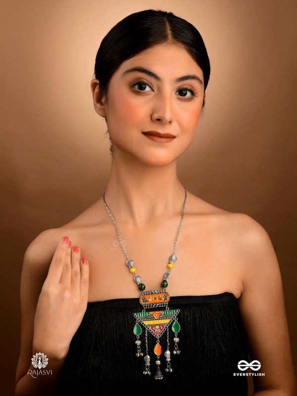 MIRAGE MUSE - OXIDISED ENAMELLED STATEMENT NECKLACE